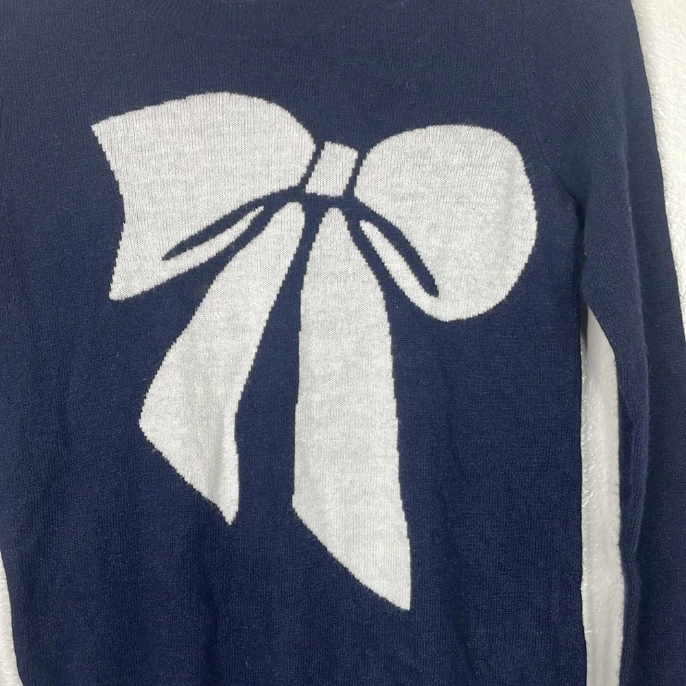 J. Crew Bowtie Merino Wool Blend Crewneck sz XS‎ Blue/White